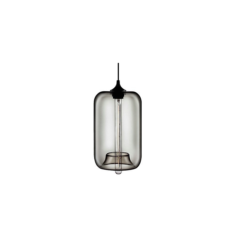 70W Transparent Glass Pendant Light in Black Bubble Design