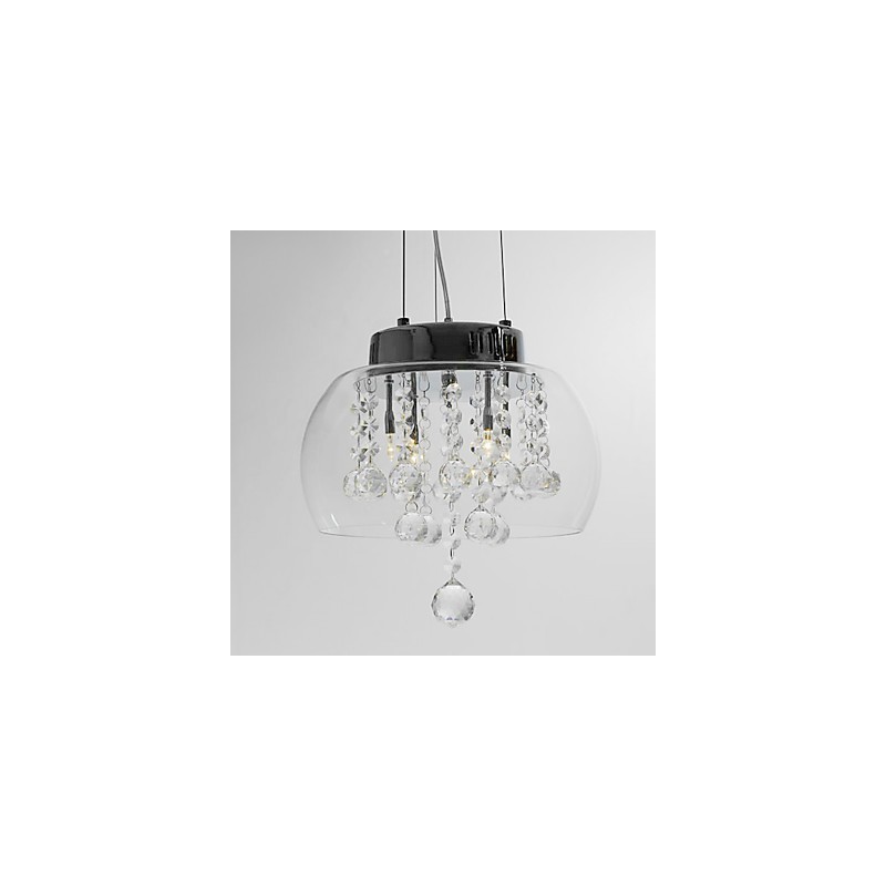 Artistic 4 Light Crystal Pendant Light with Glass Shade