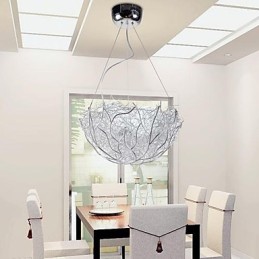 Modern Contemporary Silver Metal Pendant Light