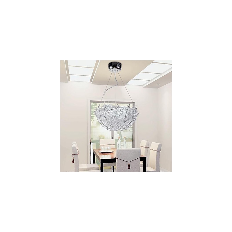 Modern Contemporary Silver Metal Pendant Light