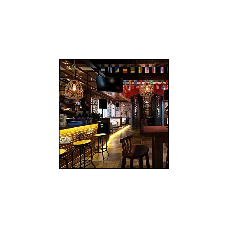 American Country Vintage Iron Chandelier Industrial Hemp