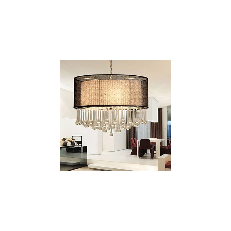 Contemporary Crystal 4 Light Pendant With Black Shade
