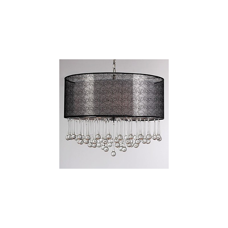 Contemporary Crystal 4 Light Pendant With Black Shade