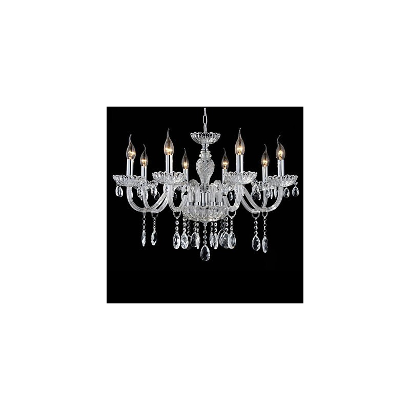 8 Light The style of palace Glass Chandelier With Candle Bulb