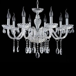 8 Light The style of palace Glass Chandelier With Candle Bulb