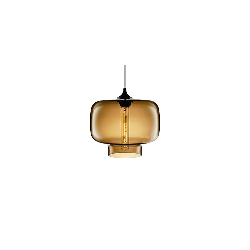 70W Modern Glass Pendant Light in Brown Transparent Bottle Design