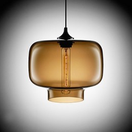 70W Modern Glass Pendant Light in Brown Transparent Bottle Design