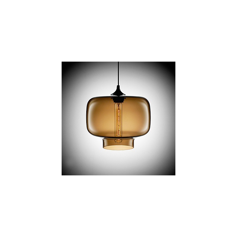 70W Modern Glass Pendant Light in Brown Transparent Bottle Design