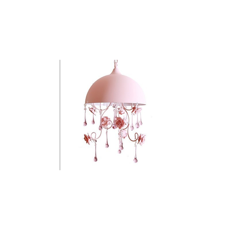 A Small Pink Rose Garden Chandelier Lamp Iron Princess