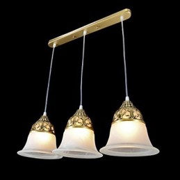 Bronze Pendant Three Lights Moire Glass European Classic