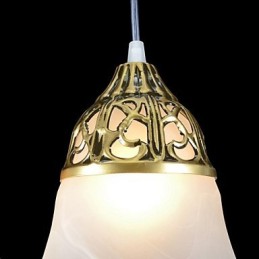 Bronze Pendant Three Lights Moire Glass European Classic