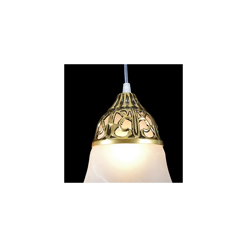 Bronze Pendant Three Lights Moire Glass European Classic