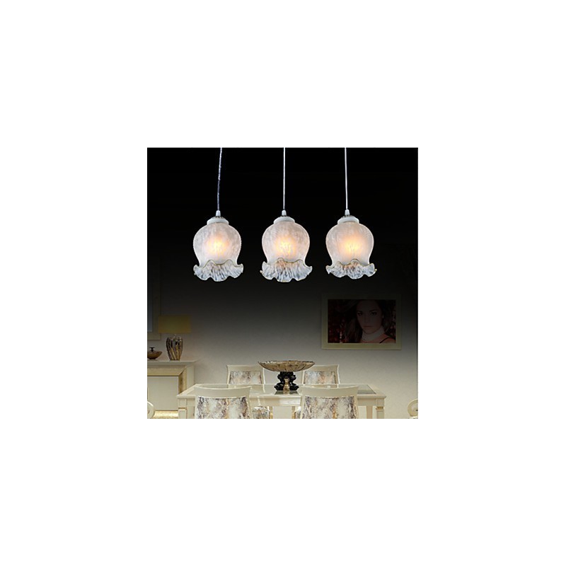 Pendant White Three Lights European Retro Classic