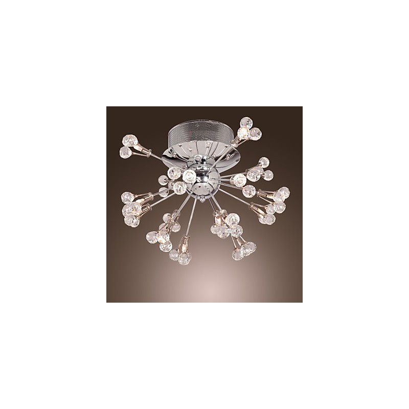 Modern Contemporary Crystal Chrome Metal Flush Mount