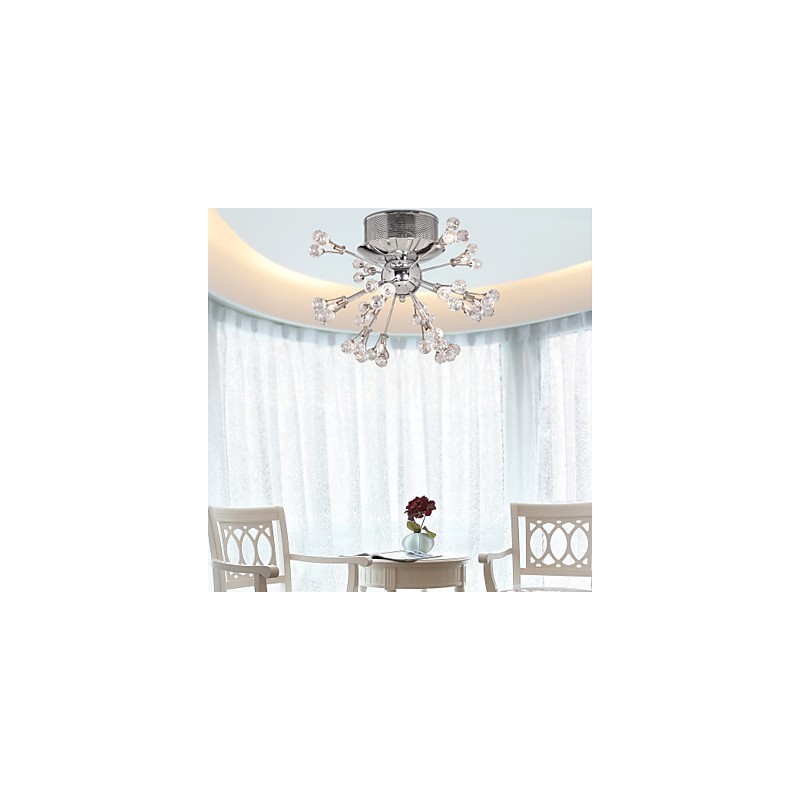 Modern Contemporary Crystal Chrome Metal Flush Mount