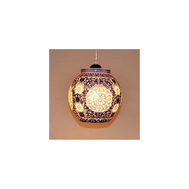 Retro Ceramic lamp lamp Stairs Blue Single Head Chandelier Creative