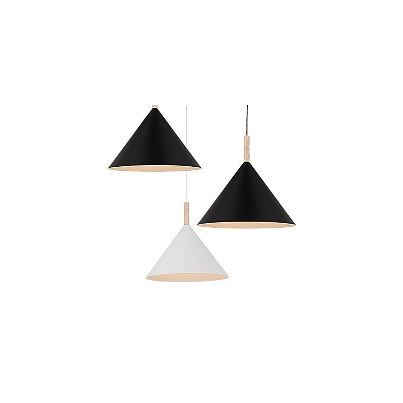 Mini Artistic Cone Pendant Lamp 1 Light Mordern Simplicity Finish Black White Aluminum & Wooden Droplight
