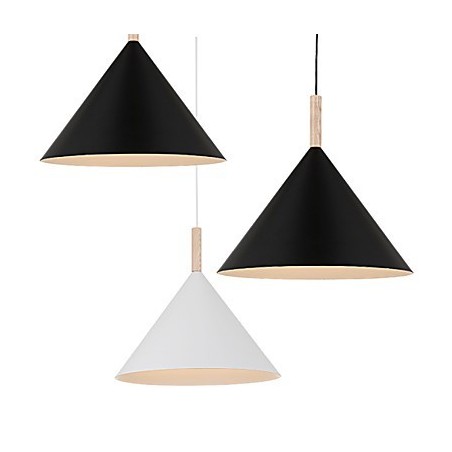 Mini Artistic Cone Pendant Lamp 1 Light Mordern Simplicity Finish Black White Aluminum & Wooden Droplight