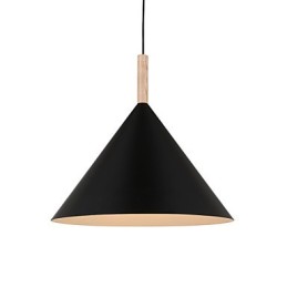 Mini Artistic Cone Pendant Lamp 1 Light Mordern Simplicity Finish Black White Aluminum & Wooden Droplight