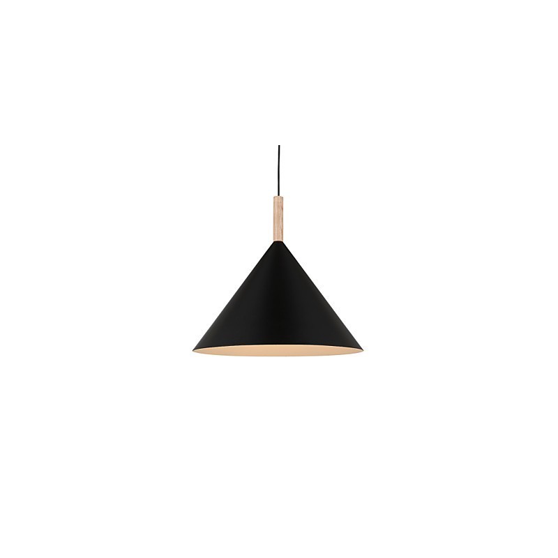 Mini Artistic Cone Pendant Lamp 1 Light Mordern Simplicity Finish Black White Aluminum & Wooden Droplight
