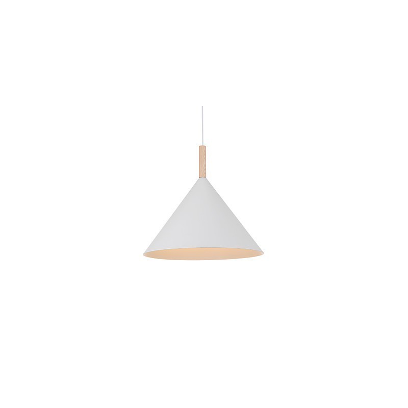 Mini Artistic Cone Pendant Lamp 1 Light Mordern Simplicity Finish Black White Aluminum & Wooden Droplight