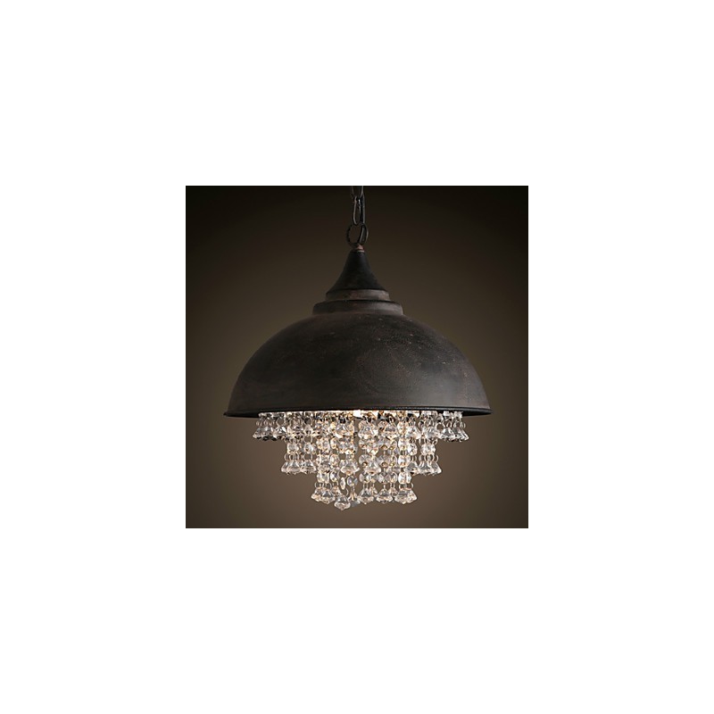 Loft Pendant Light Crystal Retro Coffe Light Garage Metal