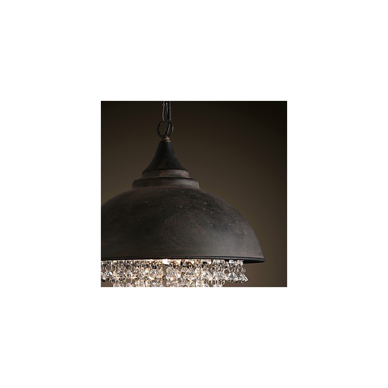 Loft Pendant Light Crystal Retro Coffe Light Garage Metal