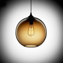 Modern Glass Pendant Light in Round Brown Bubble Design