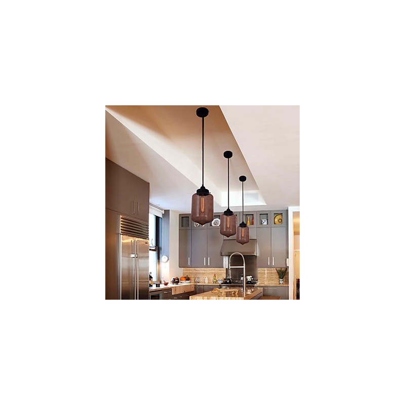 70W Modern Glass Pendant Light in Transparent Bottle Design