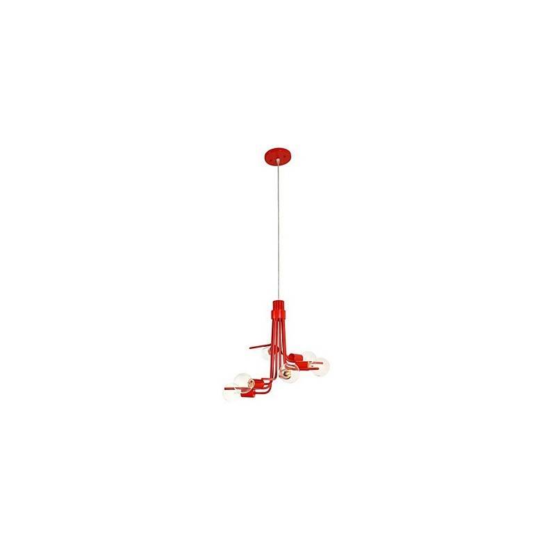 North American Style Characteristic 6 Light Pendant In Red