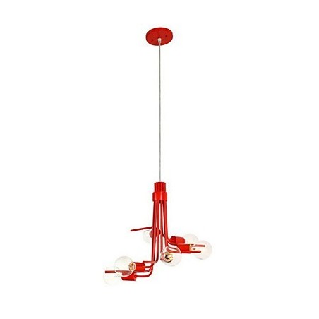 North American Style Characteristic 6 Light Pendant In Red