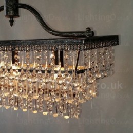 3 Tiers Rectangle Traditional Classic Crystal Metal Chandelier for