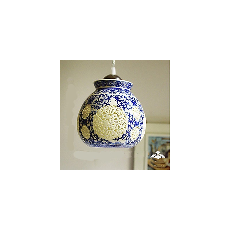 Retro Ceramic lamp lamp Stairs Blue Single Head Chandelier Creative