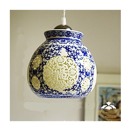 Retro Ceramic lamp lamp Stairs Blue Single Head Chandelier Creative