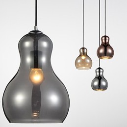 Gourd shaped Pendant Lamp 1 Light Modern Simplicity Golden Chrome Rose Gold Amber Smoky Gray Glass &Carbon Steel