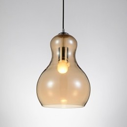 Gourd shaped Pendant Lamp 1 Light Modern Simplicity Golden Chrome Rose Gold Amber Smoky Gray Glass &Carbon Steel
