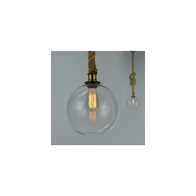 American Country Vintage Industrial Creative Glass Chandelier Single Head Rope