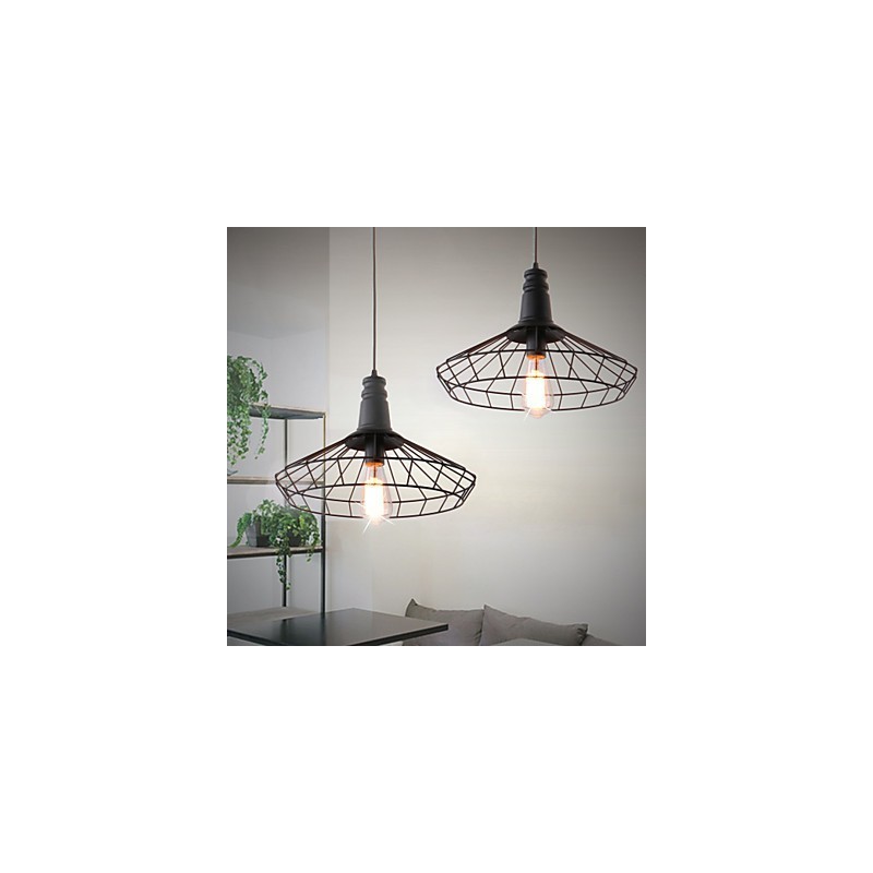 Rustic Lodge Retro Country Mini Style Painting Metal Pendant Light Garage