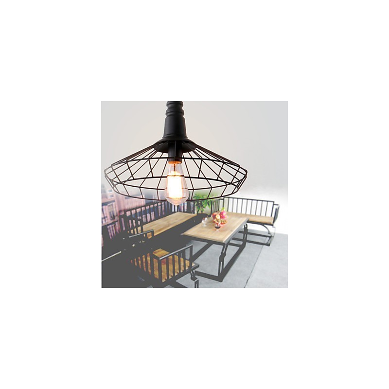 Rustic Lodge Retro Country Mini Style Painting Metal Pendant Light Garage