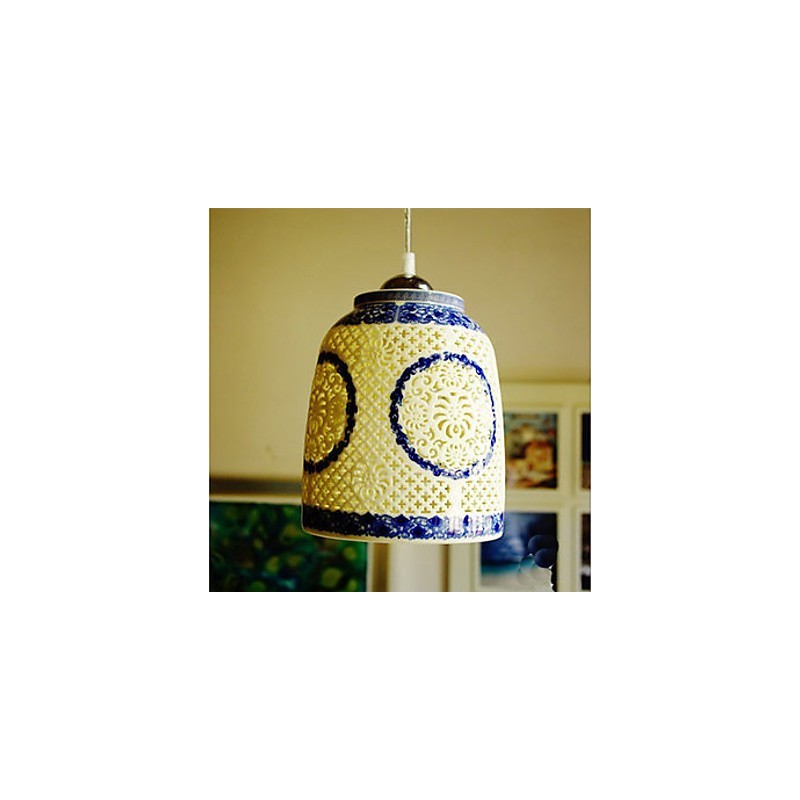 Retro Ceramic lamp lamp Stairs Blue Single Head Chandelier Creative