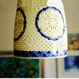 Retro Ceramic lamp lamp Stairs Blue Single Head Chandelier Creative