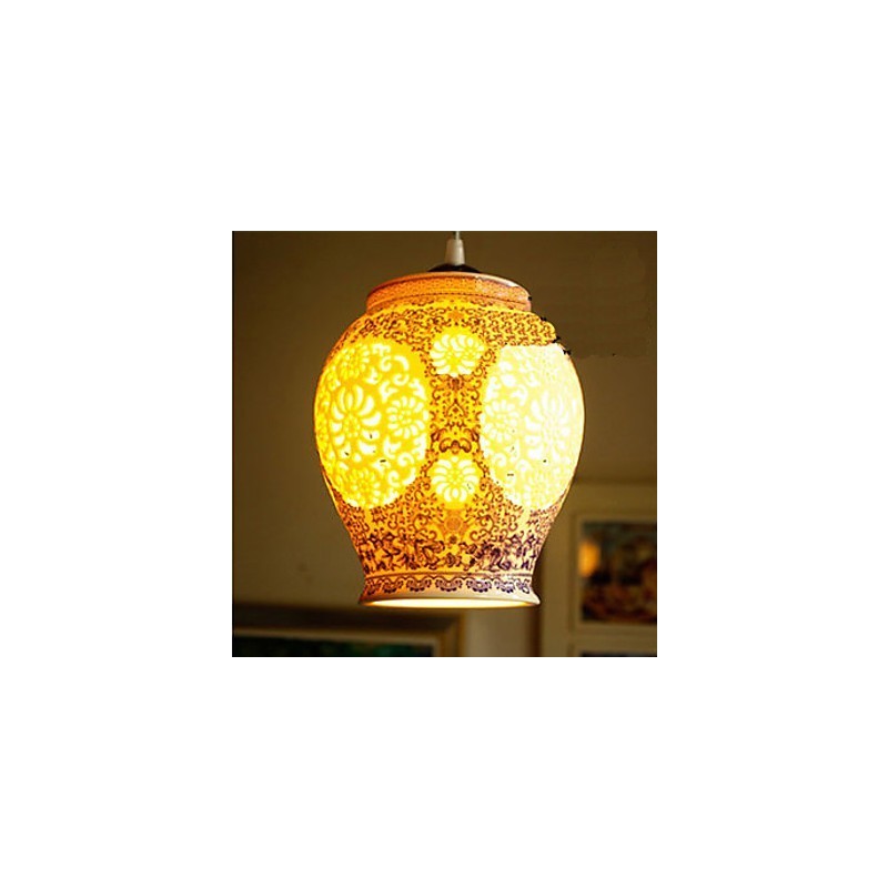 Retro Ceramic lamp lamp Stairs Blue Single Head Chandelier Creative