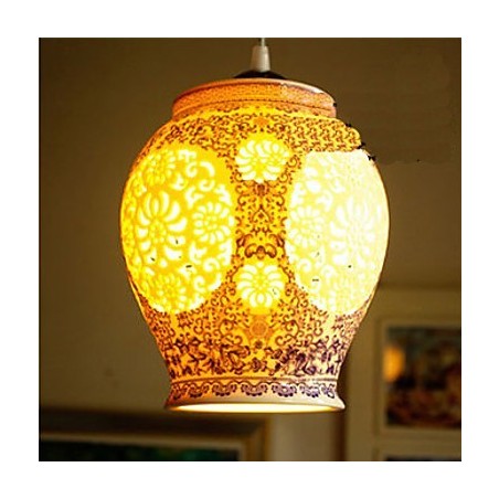 Retro Ceramic lamp lamp Stairs Blue Single Head Chandelier Creative