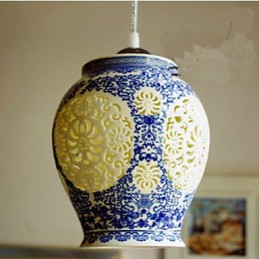Retro Ceramic lamp lamp Stairs Blue Single Head Chandelier Creative