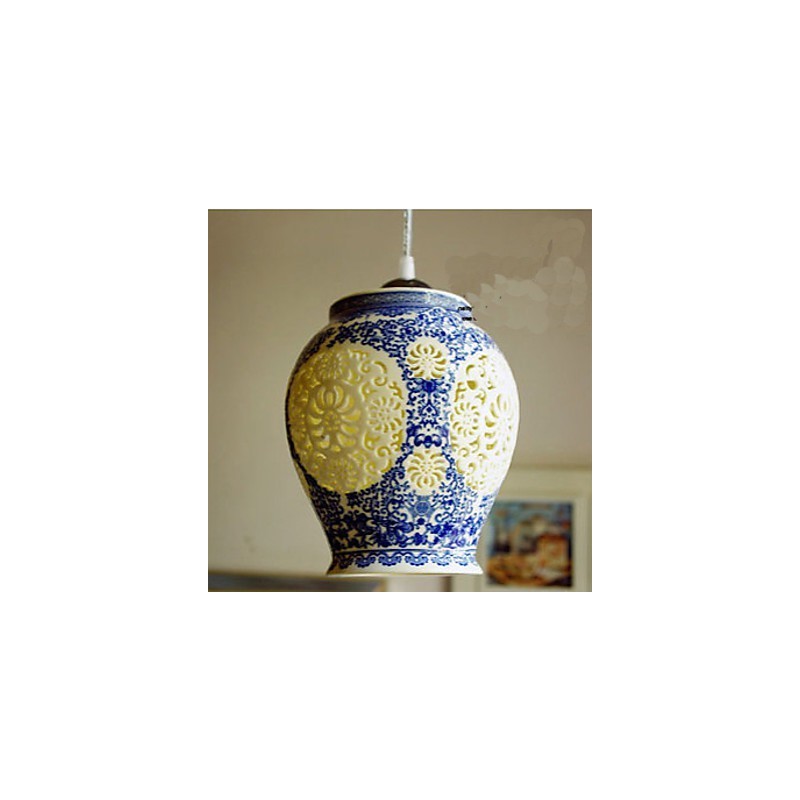 Retro Ceramic lamp lamp Stairs Blue Single Head Chandelier Creative