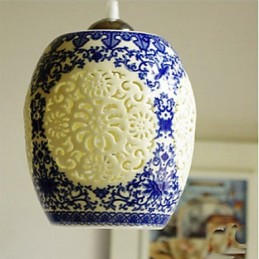 Retro Ceramic lamp lamp Stairs Blue Single Head Chandelier Creative