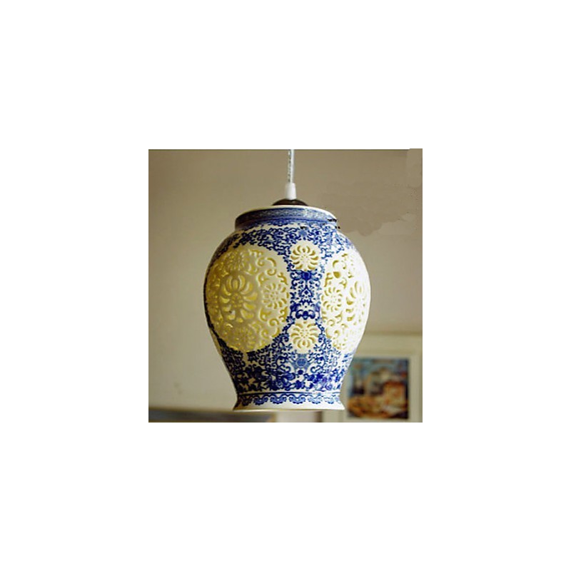 Retro Ceramic lamp lamp Stairs Blue Single Head Chandelier Creative