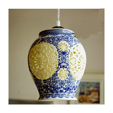 Retro Ceramic lamp lamp Stairs Blue Single Head Chandelier Creative