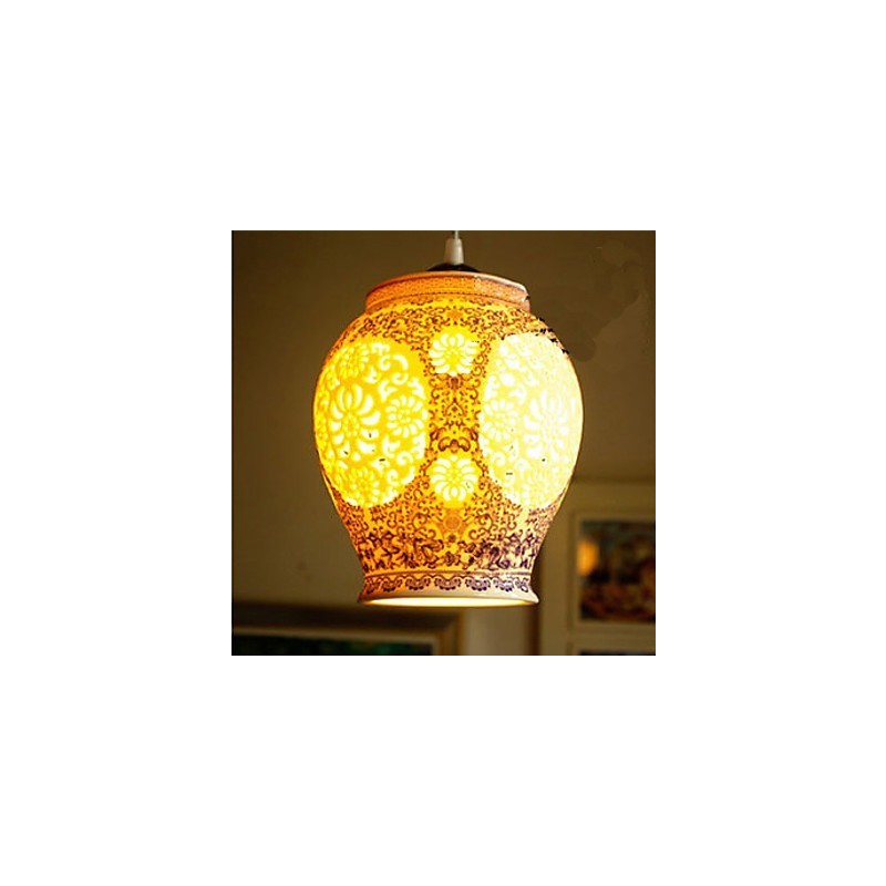 Retro Ceramic lamp lamp Stairs Blue Single Head Chandelier Creative