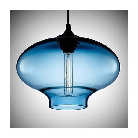 1 Light Modern Glass White and Blue Transparent Pendant Light
